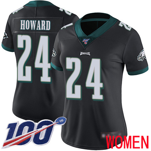 Women Philadelphia Eagles #24 Jordan Howard Black Alternate Vapor Untouchable NFL Jersey Limited Player 100th->nfl t-shirts->Sports Accessory